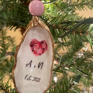 Personalized Wedding Oyster Shell Ornament - Item #4003