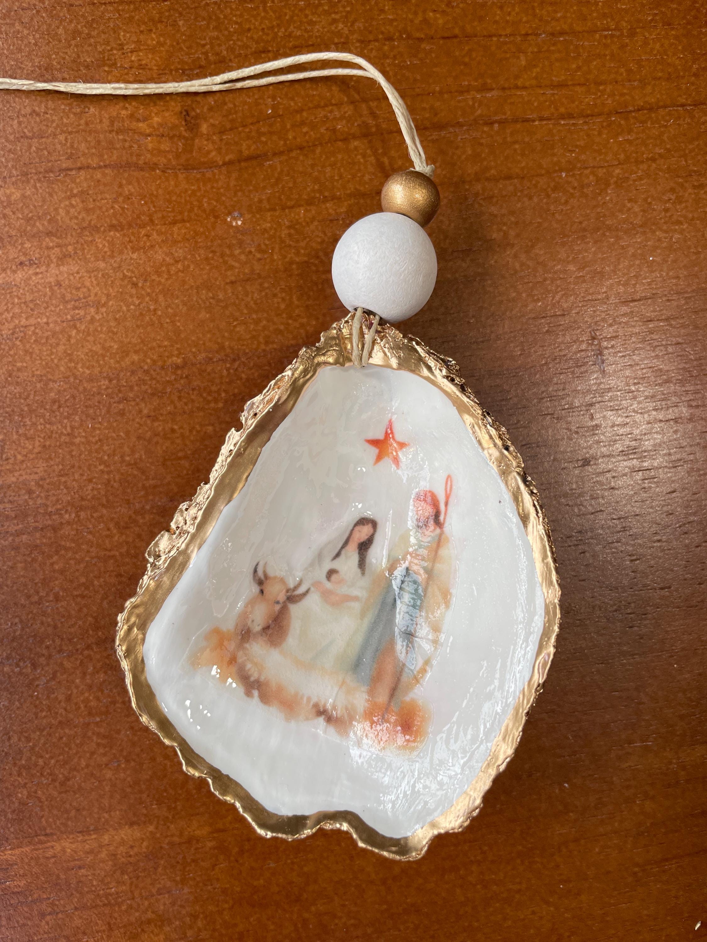 The Nativity Oyster Shell Ornament