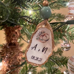 Personalized Wedding Oyster Shell Ornament - Item #4002