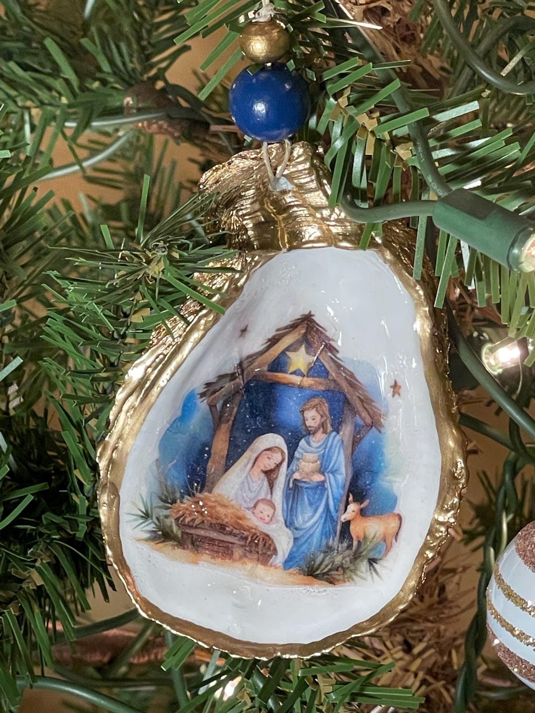 The Nativity Oyster Shell Ornament - Etsy