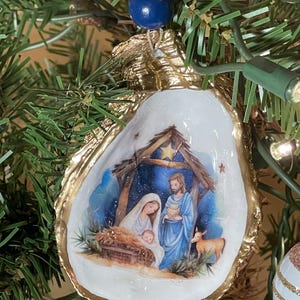 The Nativity Oyster Shell Ornament