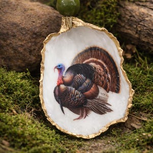 Turkey Painted Shell Wild Turkey 2 Decoupaged Oyster Shell Ornament - Etsy