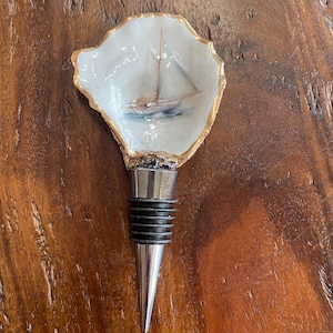 Sailboat Oyster Shell Wine Bottle Stopper