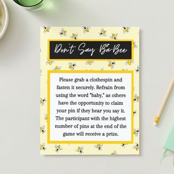 Baby Shower Games PDF- "Don't Say Ba-bee"