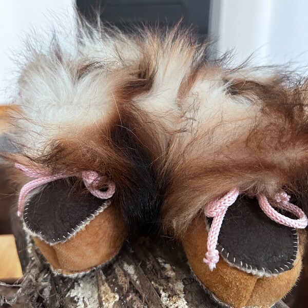 Lammfellschuhe Baby Krabbelschuhe Jungen&Mädchen Schaffell Tie Boot Slipper fait à la main