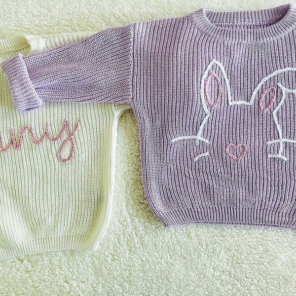 Custom embroidered baby and toddler name sweater
