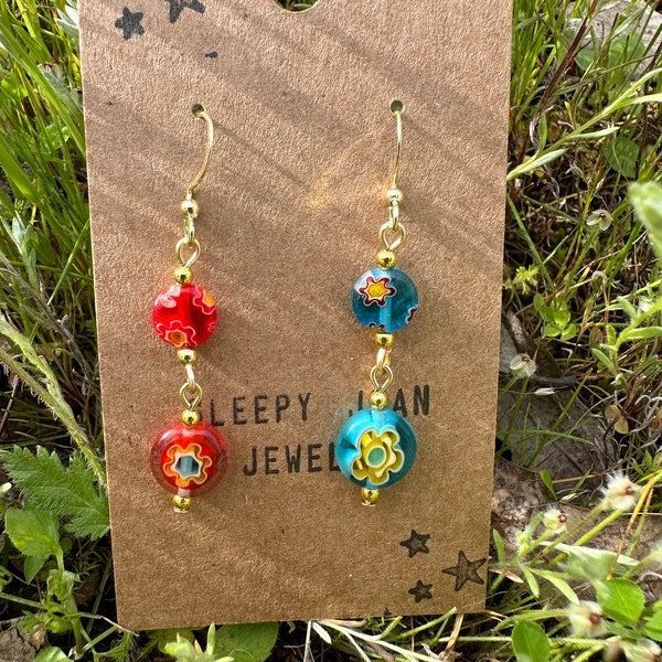 Mismatched Millefiori Earrings