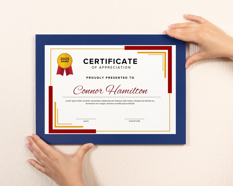 Elegant Certificate of Appreciation, Editable Award Certificate, DIY ...
