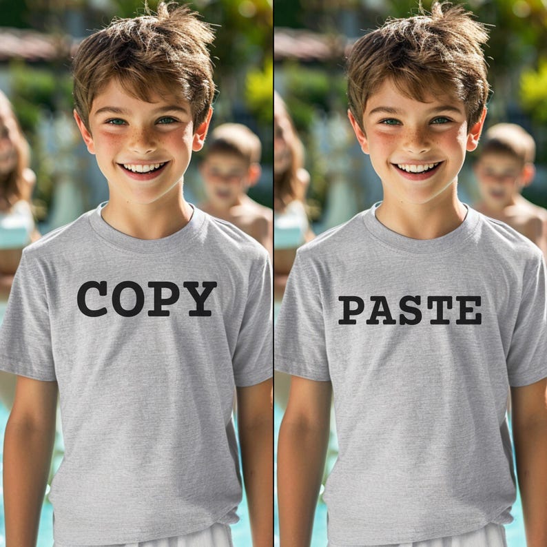 Twin Kids 'copy Paste' Graphic Tee: Matching Cotton T-shirt - Etsy