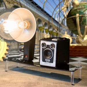 Vintage Kodak Brownie Box Camera Upcycled to a Stylish Table Lamp