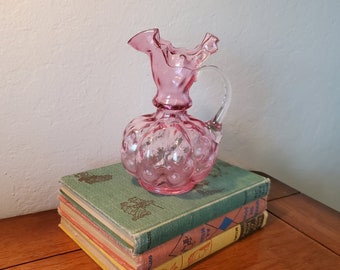 Fancy Fenton Cranberry Optic Melon Pitcher, 1940's - Etsy