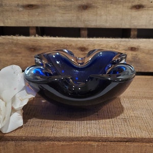 Vintage Blue Ashtray or Vide Poche by Flavio Poli for Seguso, 1960s