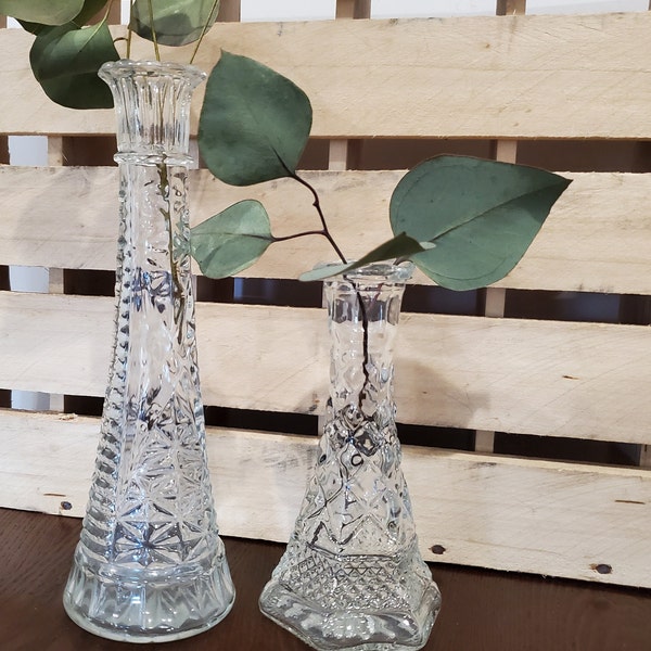 Vintage Pressed Glass Bud Vases, various styles sold separately