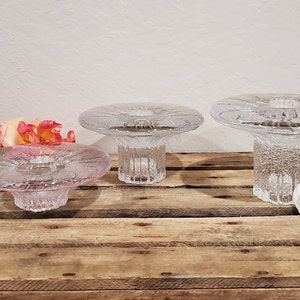 Rare Vintage Bolero Timo Sarpaneva for Iittala Glass Candlestick Set