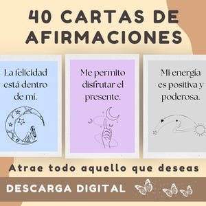 40 Tarjetas de afirmaciones, Tarjetas didácticas positivas, Crecimiento de vida espiritual, Ley de atracción, Manifestar, Positividad
