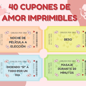 40 Cupones románticos, cupones para parejas, Cupones de amor imprimibles, Cupones para San Valentín, Cupones para regalar a tu pareja