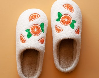 Orange Plush Slippers