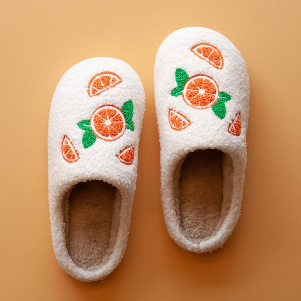 Orange Plush Slippers