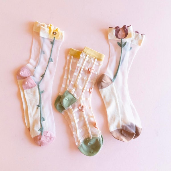 Glass Socks Set ( 3 pairs)  | Translucent Socks| Breathable Socks| Sheer Hosiery