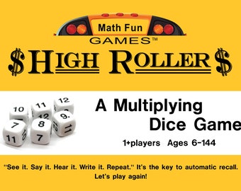 Fun Math Multiplication Dice Game gift improves memory for kids, family, and Seniors. Educational entertainment 6+ Homeschool/tutoring.