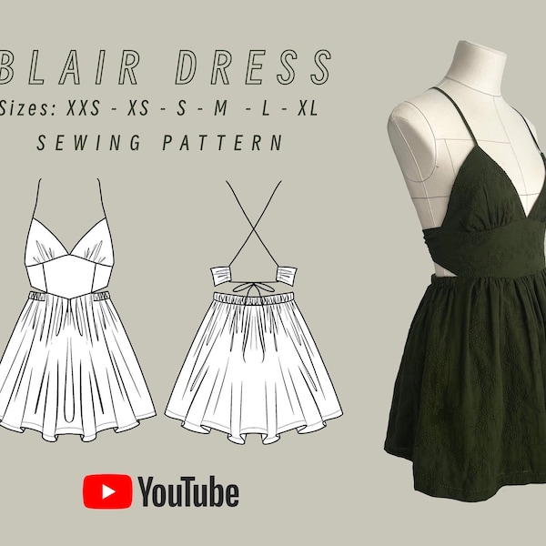 Blair Dress || PDF Sewing pattern with Youtube tutorial.