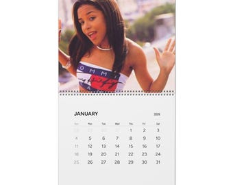 Calendario de pared de retratos de mujeres negras de la década de 1990 (2026) / Calendario mensual de estilo retro