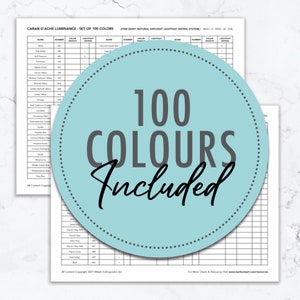 Caran D'ache LUMINANCE - Juego de 100 lápices de colores, carta de colores DIY, carta de muestras - Descarga digital