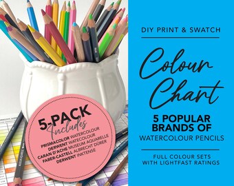 Printable Popular Brands 5-Pack Watercolour Pencil Chart