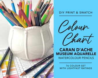 Printable Caran D'Ache Museum Aquarelle Coloured Pencil Chart