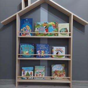 Kids Bookshelf, Large Wooden Kids Bookshelf and Toy Storage, Natural Wood Color