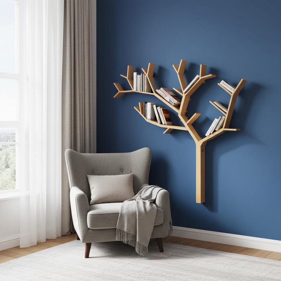 Bookcase Round Tree Tree Shaped Bookcase – Large Solid Wood Wall Bookshelf 190x260 Cm, Left ...