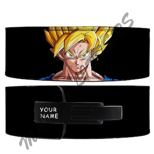 Goku Anime Leather Gym Belt: Custom Powerlifting Lever Belt
