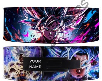 Cinturón de anime Goku/Cinturón Ultra Instinct de Goku/Cinturón de palanca personalizado de levantamiento de pesas /Poder de culturismo/cinturón,Cinturón de gimnasio de cuero anime /Cinturón de levantamiento de pesas/