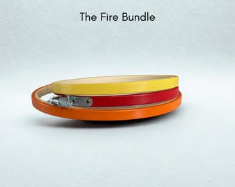 Hand-Painted Bamboo Embroidery Hoops – Fire Bundle Set (3"-9")
