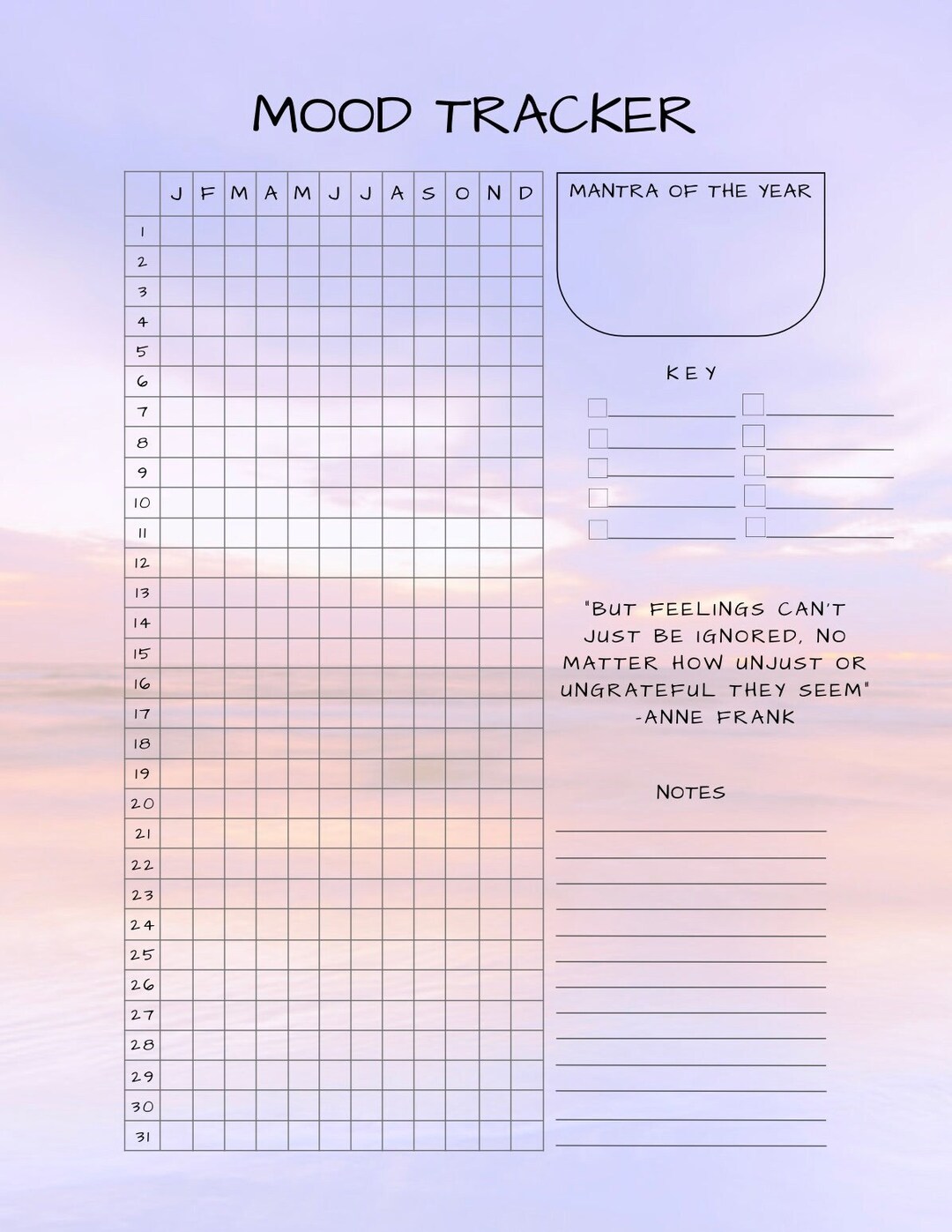 Mood Tracker Sunset - Etsy
