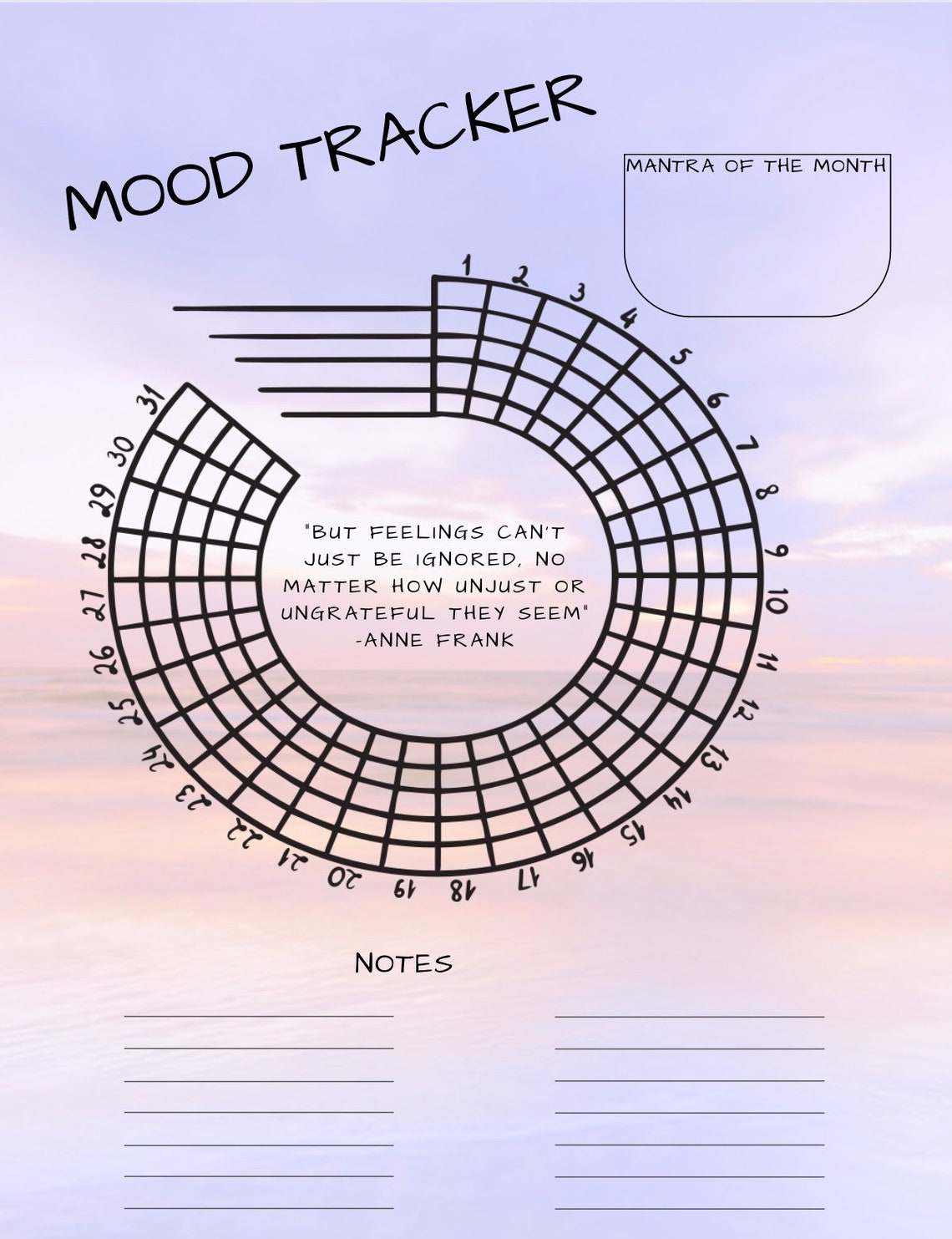 Mood Tracker Sunset - Etsy