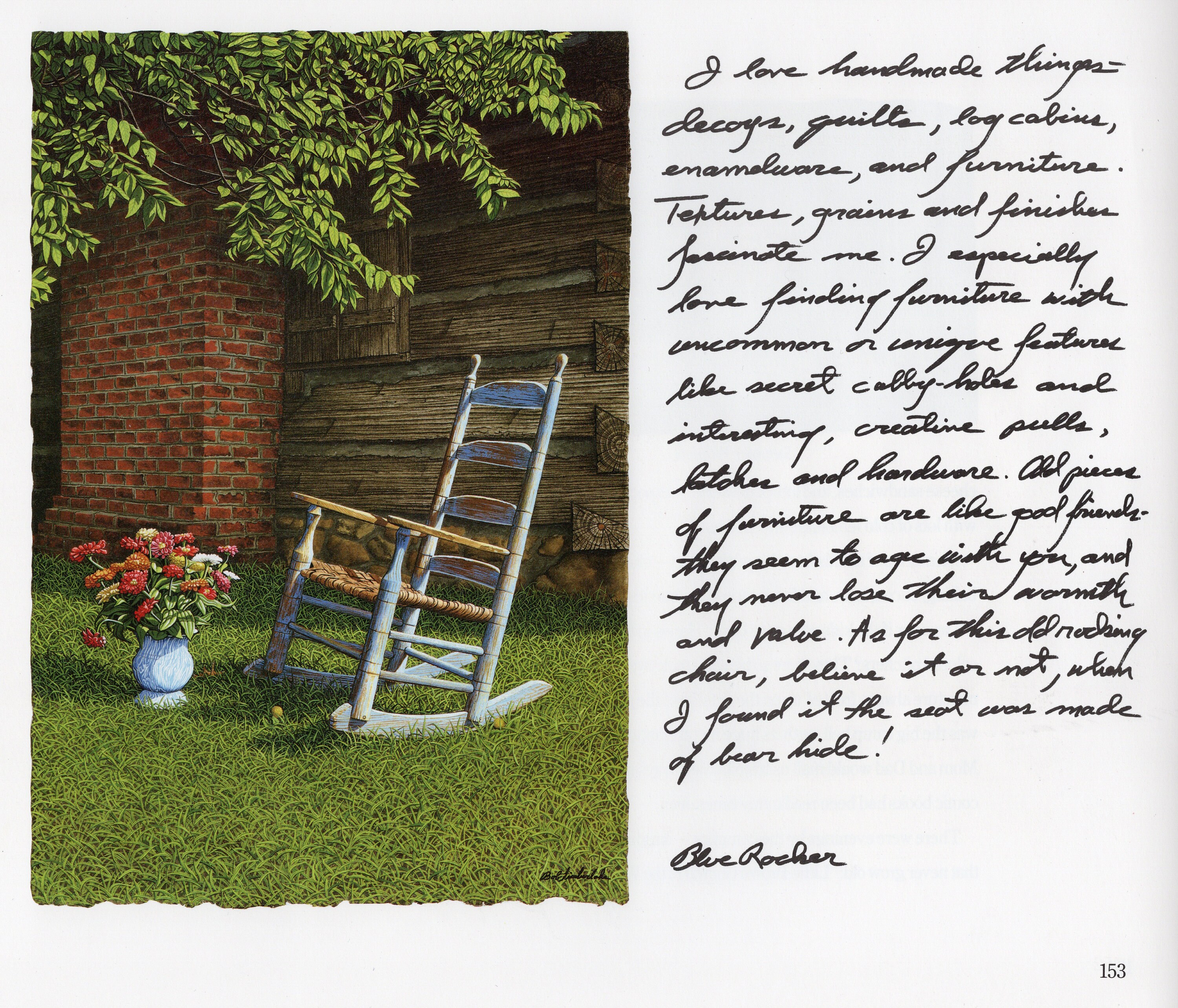 Bob Timberlake Rocking Chair Blue Rocker: A Vintage Print by Bob Timberlake Realism Painting With ...