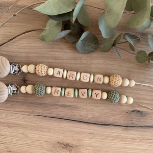 Beech Bead Personalized Dummy Clip - Unique Baby Pacifier Holder with First Name Engraving - Thoughtful Baby Shower Gift for Stylish Parents on Etsy