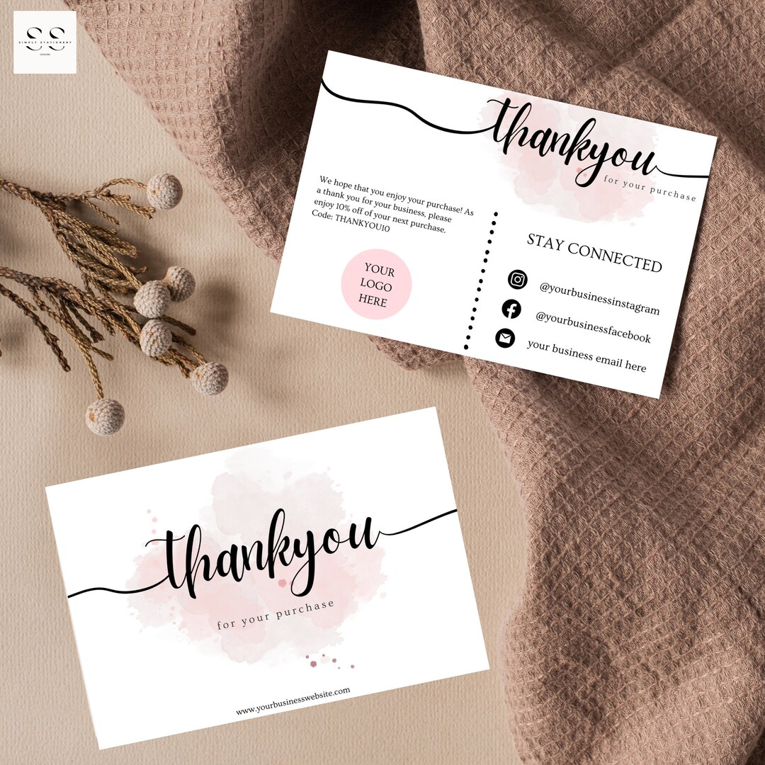 Editable Business Thank You Card, Printable Modern Thanks for Your ...