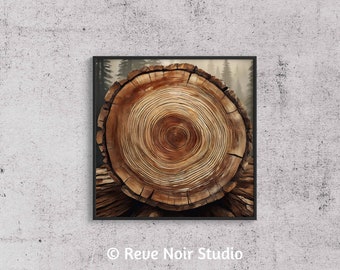 Cedar Tree Ring Print | Tree Ring Art | Earthy Wall Decor | Nature Print | Rustic Home Decor | Instant Download | 011