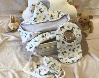 Birth kit, baby bath cape, baby birth, girl boy birth gift, baby blanket, baby swaddle, comforter with pacifier attachment