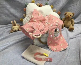 Birth kit, baby bath cape, baby birth, girl boy birth gift, baby blanket, baby swaddle, comforter with pacifier attachment