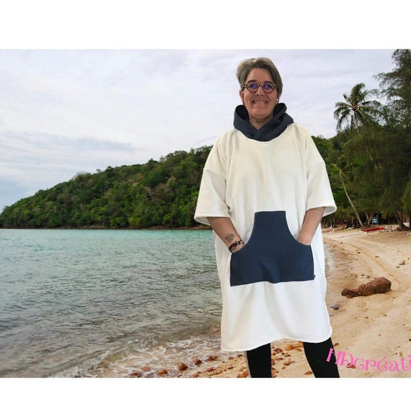 Poncho de surf en bambou, poncho de plage unisexe, serviette de plage ou de bain à capuche, peignoir de plage en bambou et coton fait mains