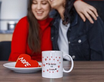 Tasse chrétienne en espagnol, cadeau chrétien, cadeau d'étude biblique, tasse de Saint-Valentin, tasse de cœur d'amour.