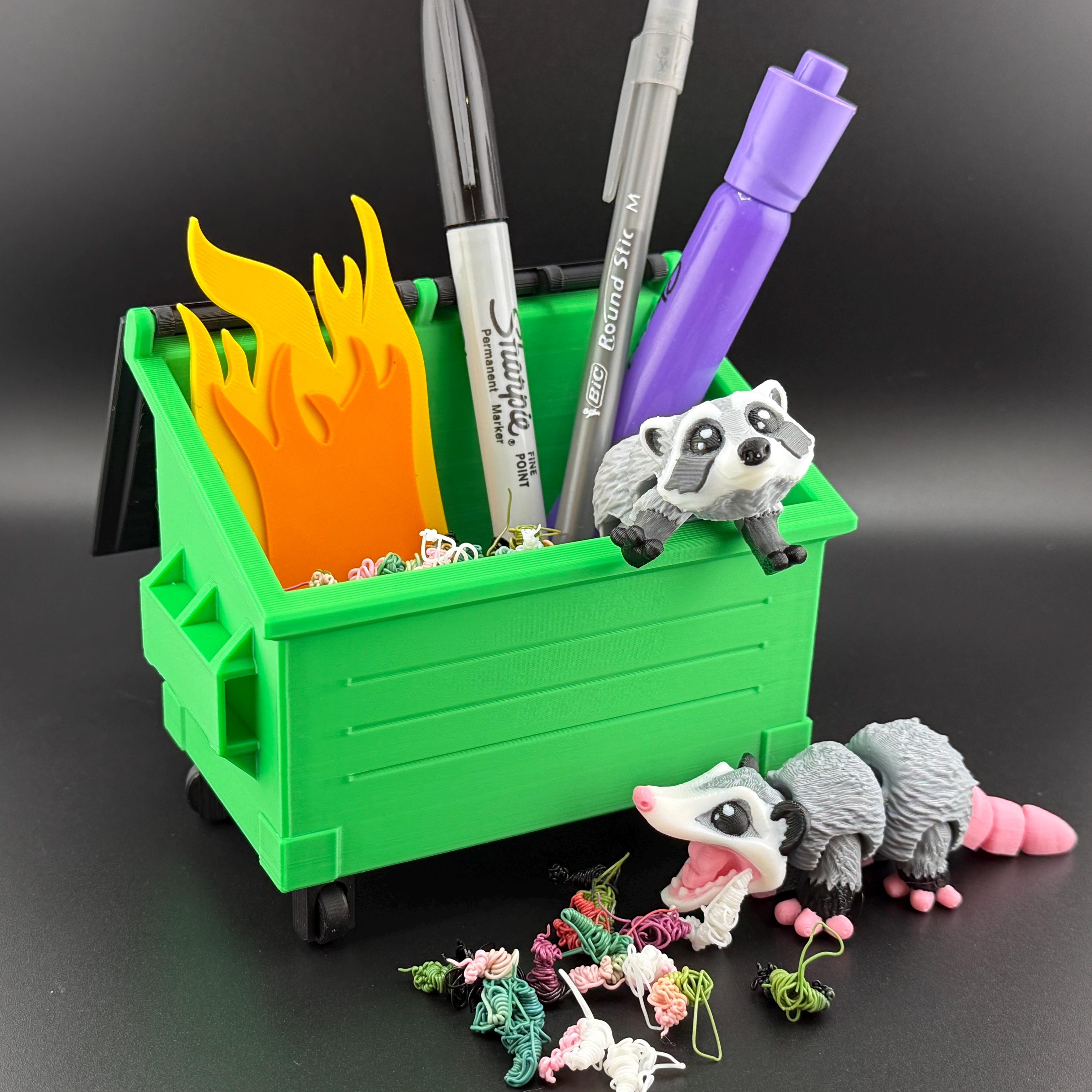 Trash Panda Dumpster Fidget Set | 3D Printed Articulated Raccoon Trash Panda Dumpster Fidget Set | 3D Printed Articulated Raccoon