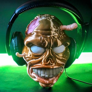 Zombie Skull Headphone Holder 3D Printed Stand