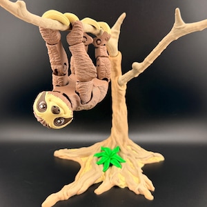 3D Printed Articulating Sloth Fidget Friend with Tree