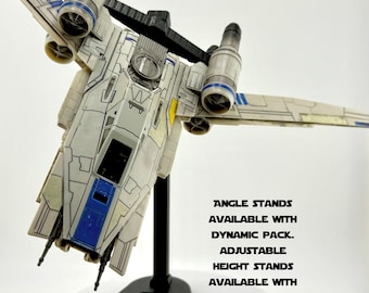 U-Wing Flight Stand for Micro Galaxy Squadron | Cosmic Swap Flight Stands | Fixed-Height, Multi-Height, Dynamic Packs | Starship Stand