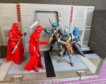 Exhibición de batalla final de Mandalorian para figuras de Star Wars The Black Series a escala de 6 pulgadas / Diorama de figuras de Star Wars / Exhibición de figuras impresas en 3D