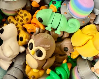 Tajemnicze, drukowane w 3D zwierzątka Fidget: zabawka sensoryczna, 6 sztuk